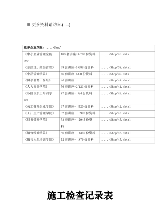 某工程项目施工检查记录表