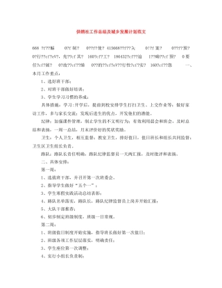 供销社工作总结及城乡发展计划范文 