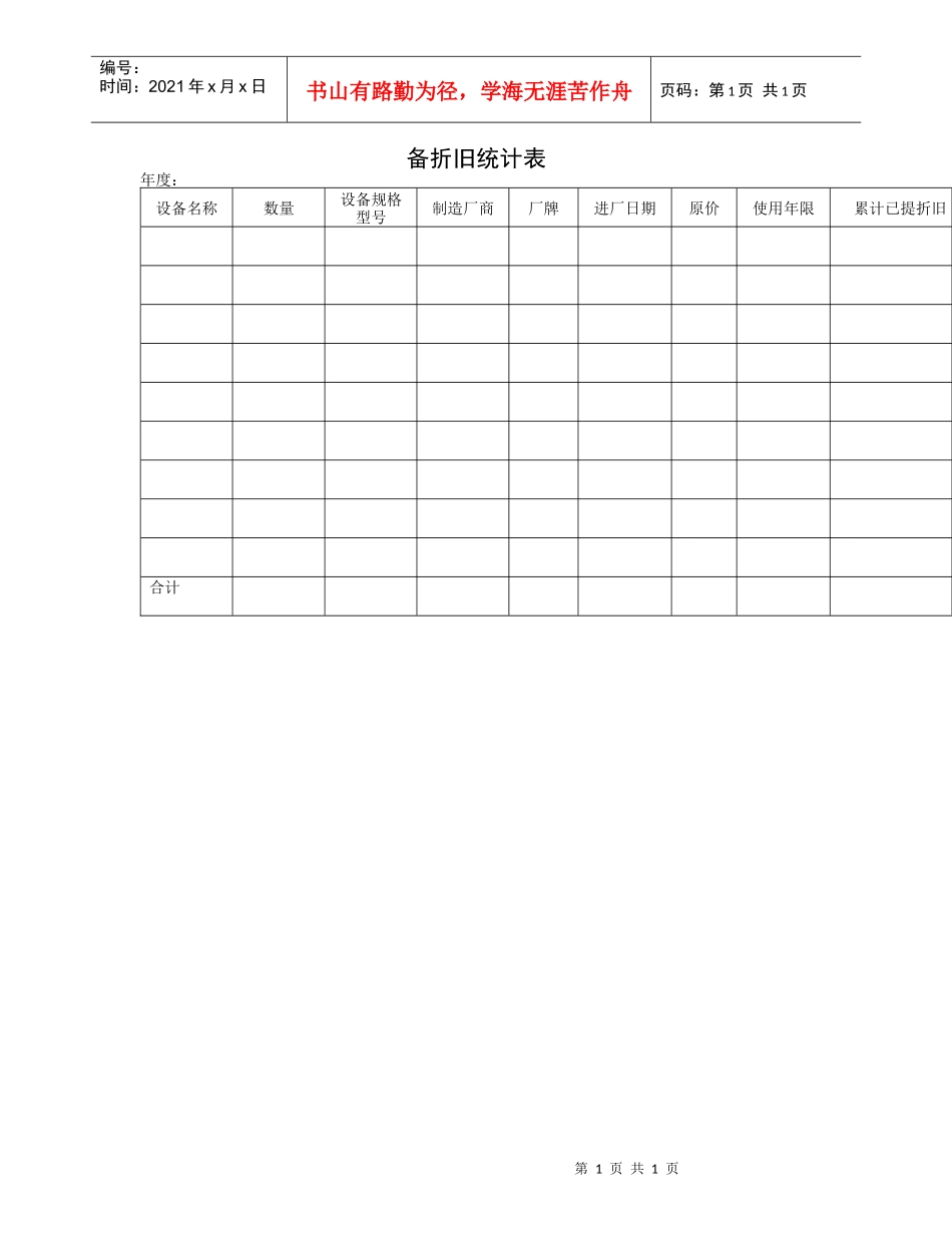 设备折旧统计表_第1页