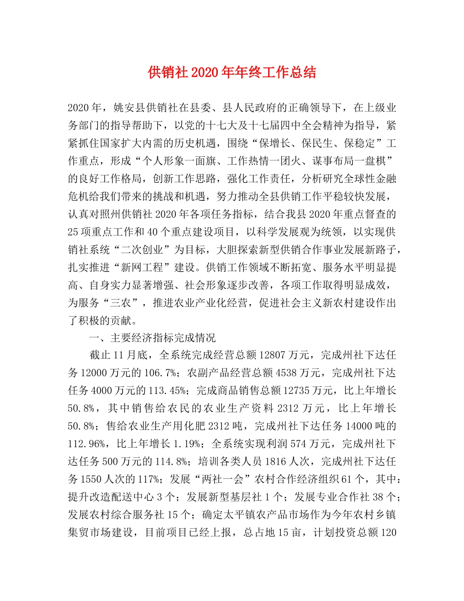 供销社2020年年终工作总结 _第1页