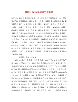 供销社2020年年终工作总结 