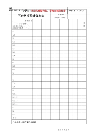 10不合格项统计分布表