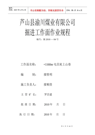 1260(双龙回风巷)掘进工作面作业规程
