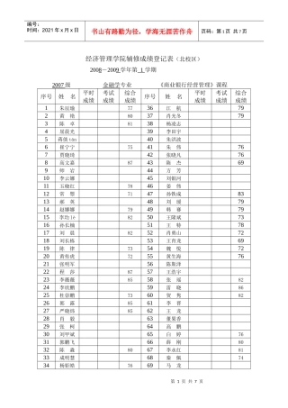 经济管理学院辅修成绩登记表(北校区)