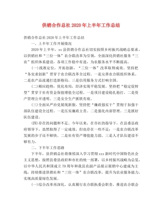 供销合作总社2020年上半年工作总结 (2) 