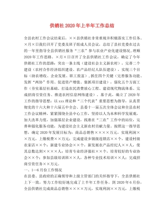 供销社2020年上半年工作总结(1) 
