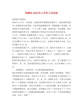 供销社2020年上半年工作总结(2) 