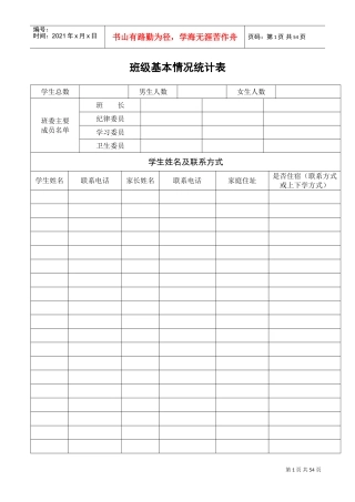 班级基本情况统计表(DOC42页)
