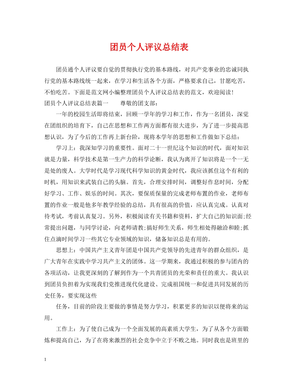 团员个人评议总结表_第1页