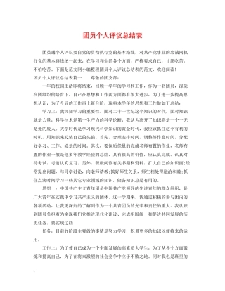 团员个人评议总结表