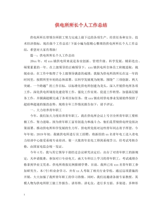 供电所所长个人工作总结 