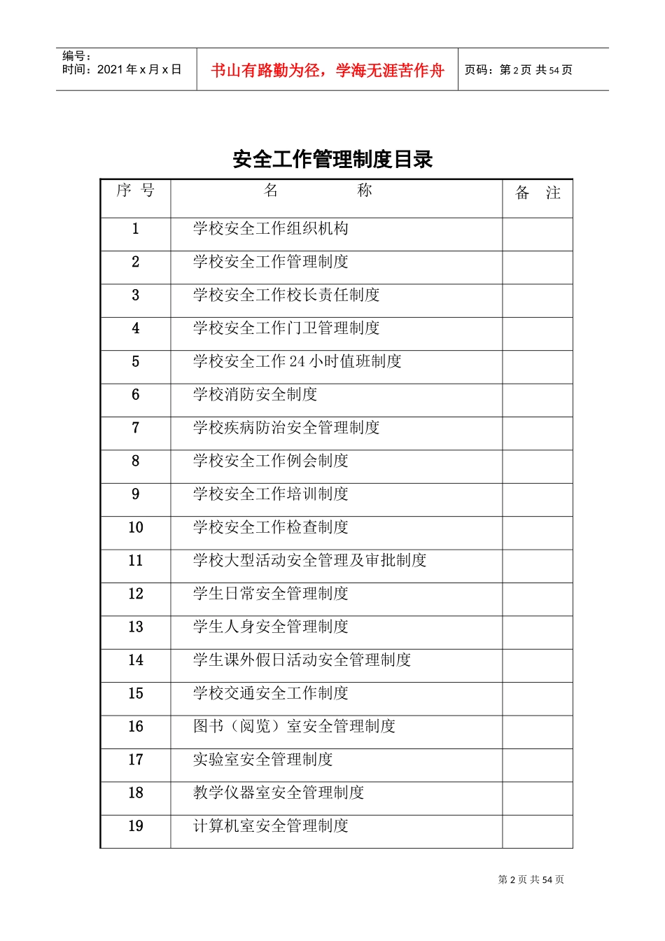 学校安全管理制度台账(DOC53页)_第2页