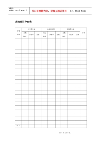 采购费用分配表