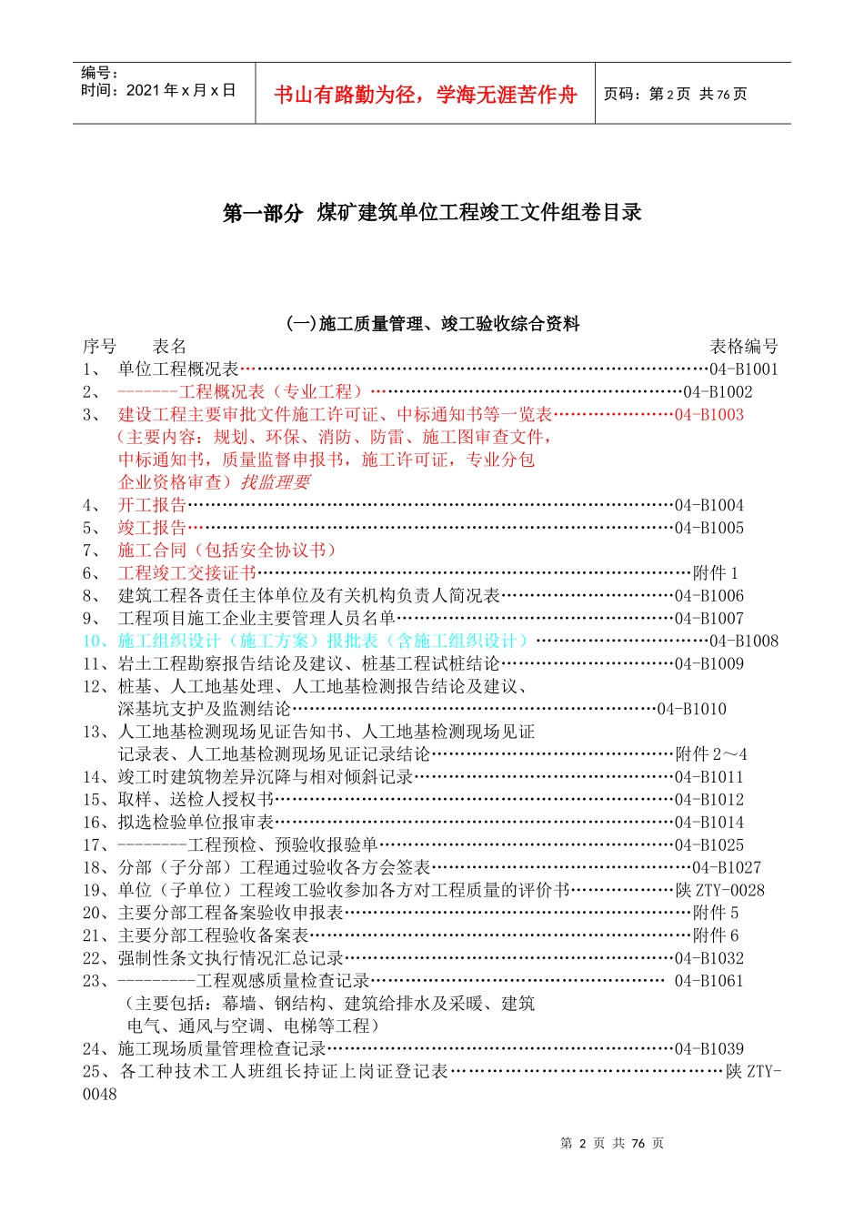 四、土建单位工程技术资料组卷目录及表式_第3页