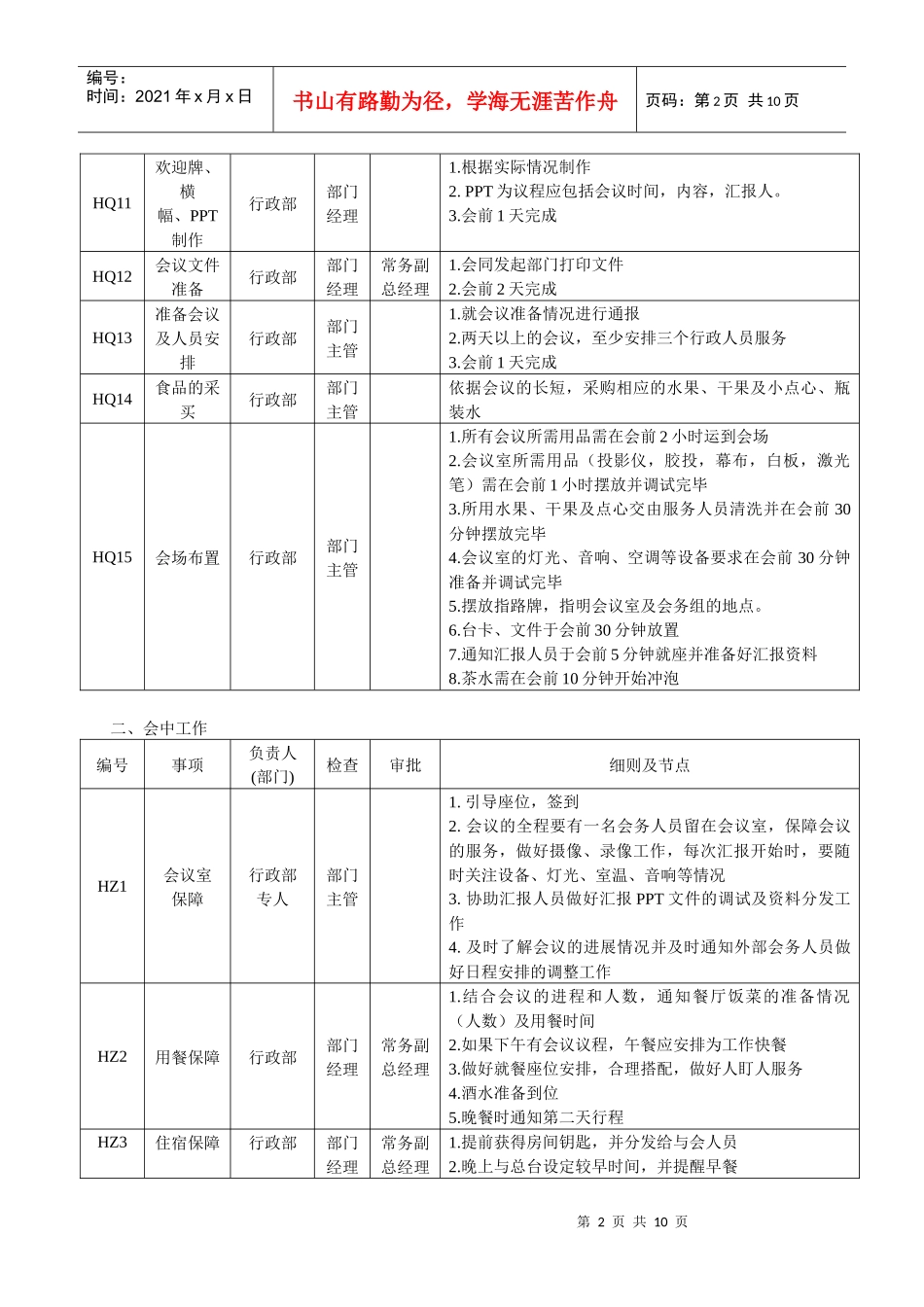 会务管理常用表格_第2页