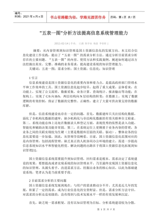 五表一图分析方法提高信息系统管理能力