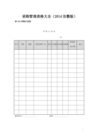 采购管理表格大全(XXXX完整版)