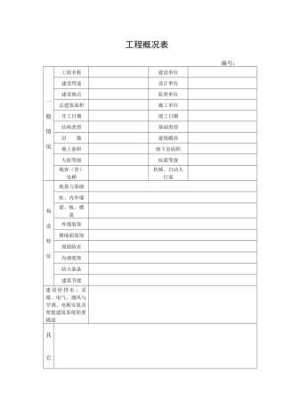工程概况表（DOC90页）