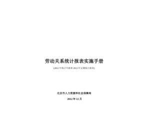 劳动和社会保障统计报表实施手册(XXXX)