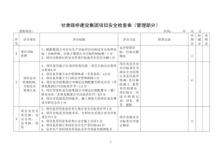 甘肃路桥建设集团项目检查表(管理部分)