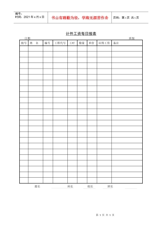 第二节 计件工资每日报表