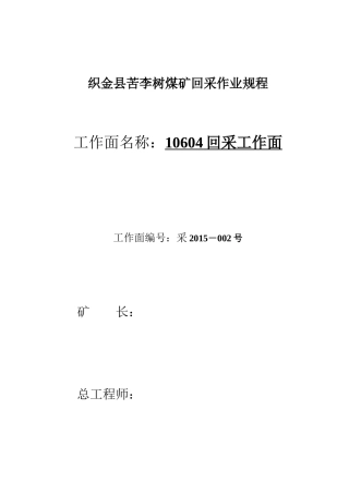 10604回采工作面规程