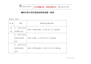 揭阳市审计局行政执法职权依据一览表