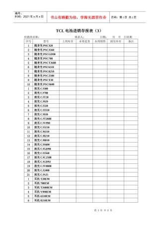 附表2.3TCL电池进销存报表