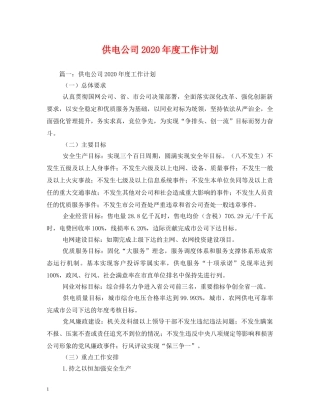 供电公司2020年度工作计划(1) 