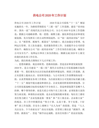 供电公司2020年工作计划 