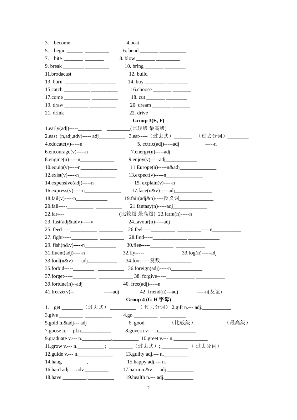 2016年考纲词汇词形变化荟萃_第2页