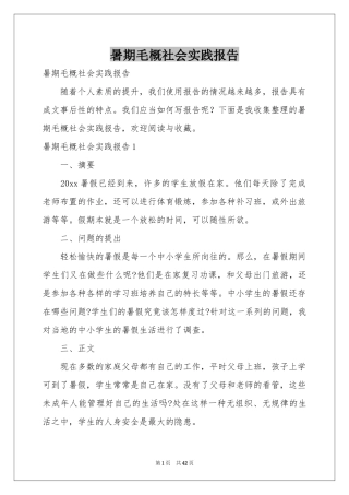 暑期毛概社会实践报告