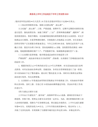 商务局上半年工作总结及下半年工作安排