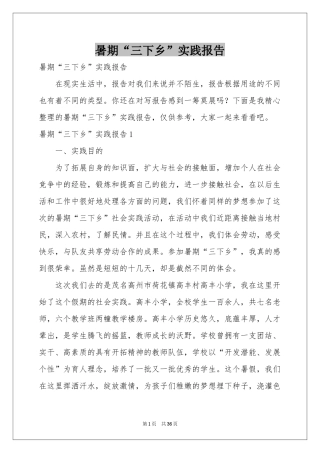 暑期“三下乡”实践报告