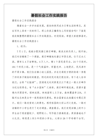 暑假社会工作实践报告
