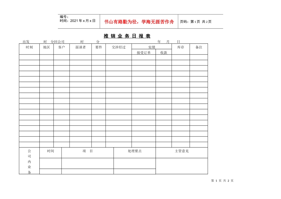 推 销 业 务 日 报 表_第1页