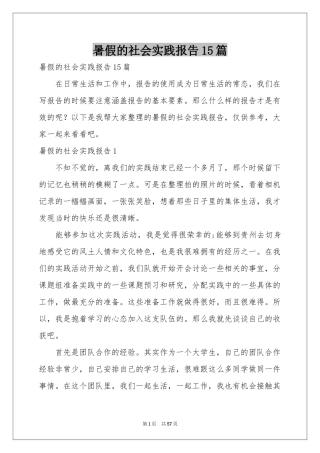 暑假的社会实践报告15篇