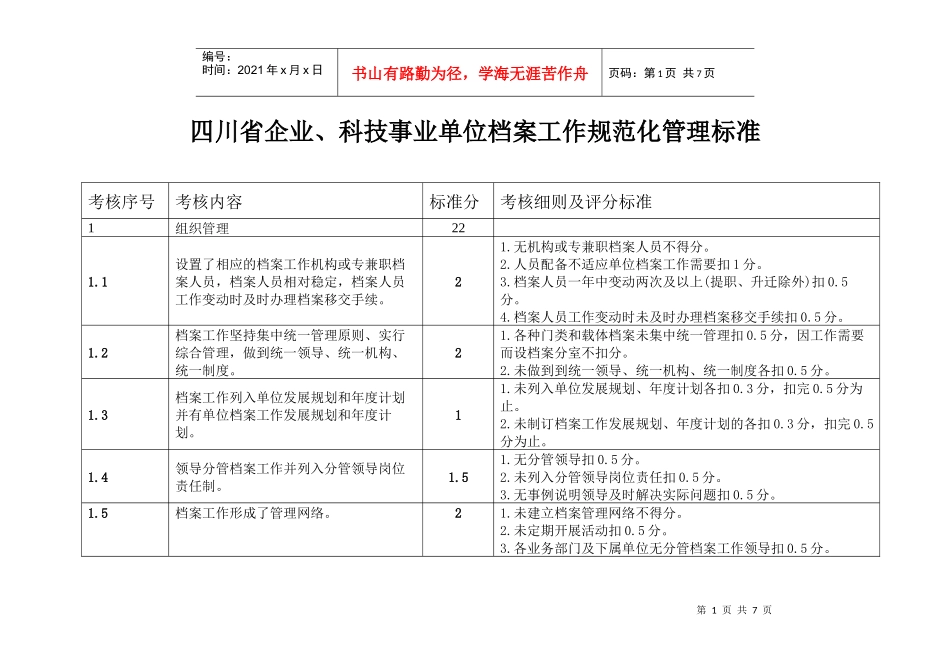 四川省企业、科技事业单位档案工作规范化管理标准_第1页