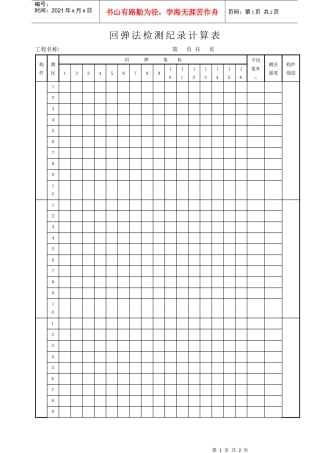 某建筑公司回弹法检测纪录计算表