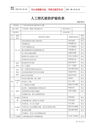 人工挖孔桩防护验收表(DOC7页)
