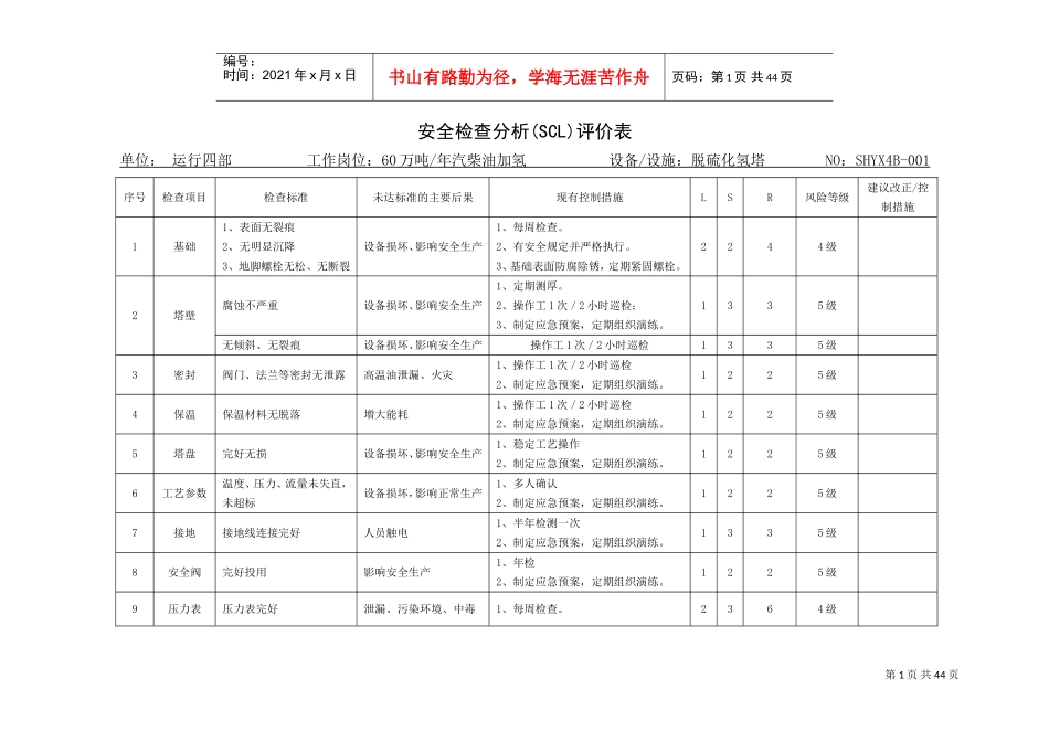 安全检查分析(SCL-LS)评价表(DOC41页)_第1页