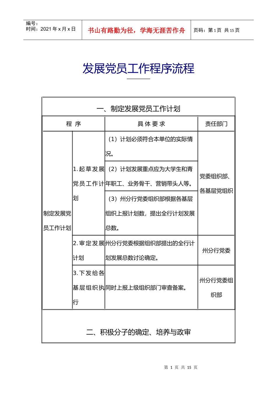 发展党员工作程序流程图_第1页
