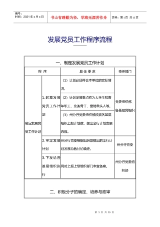 发展党员工作程序流程图