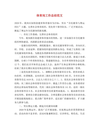 体育局工作总结范文 