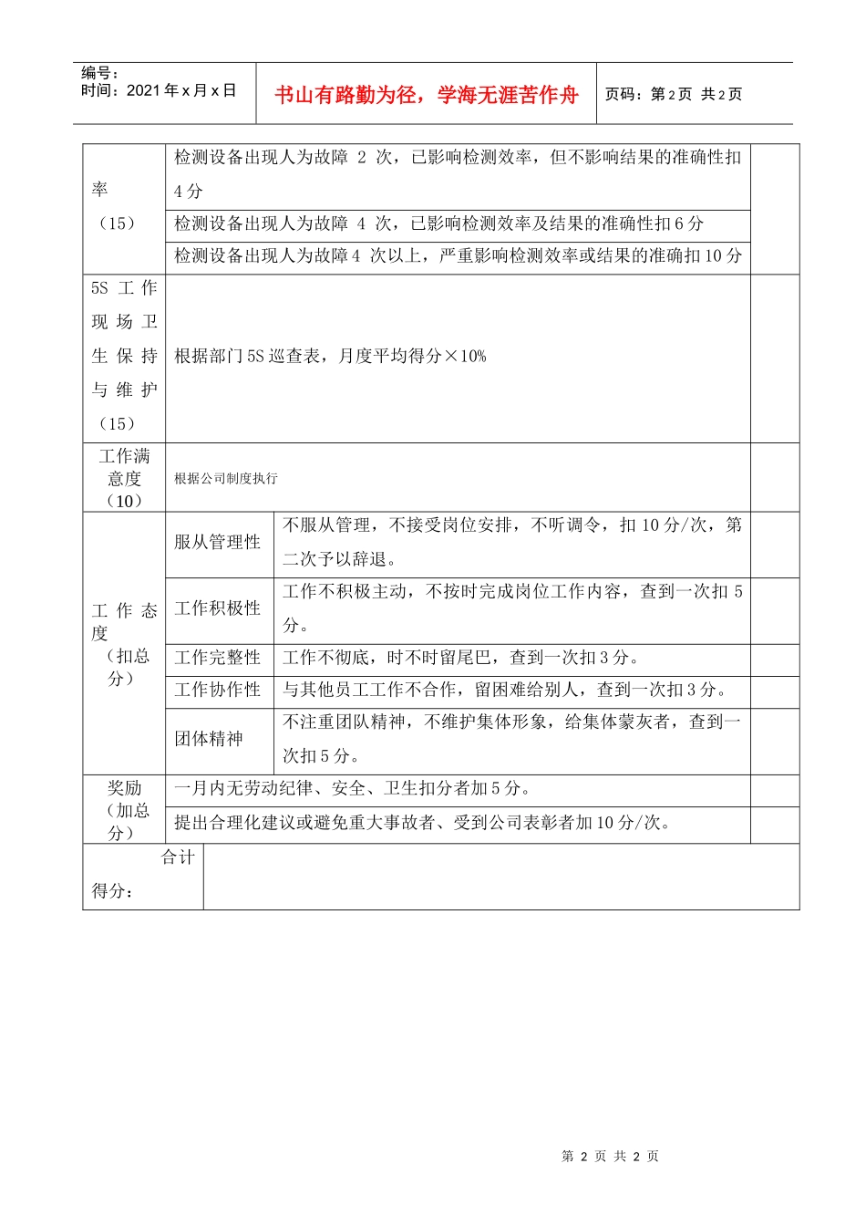 中心实验室员工月份考评表._第2页