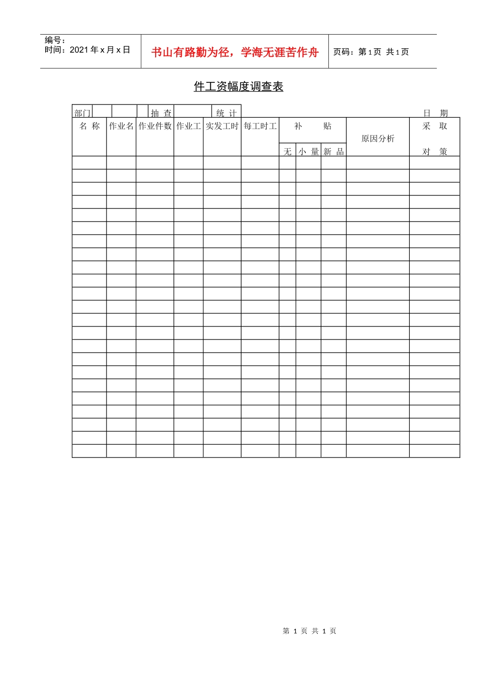 件工资幅度调查表_第1页