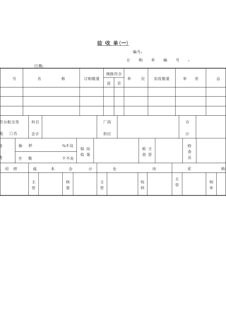 采购管理表格-验收单（一）