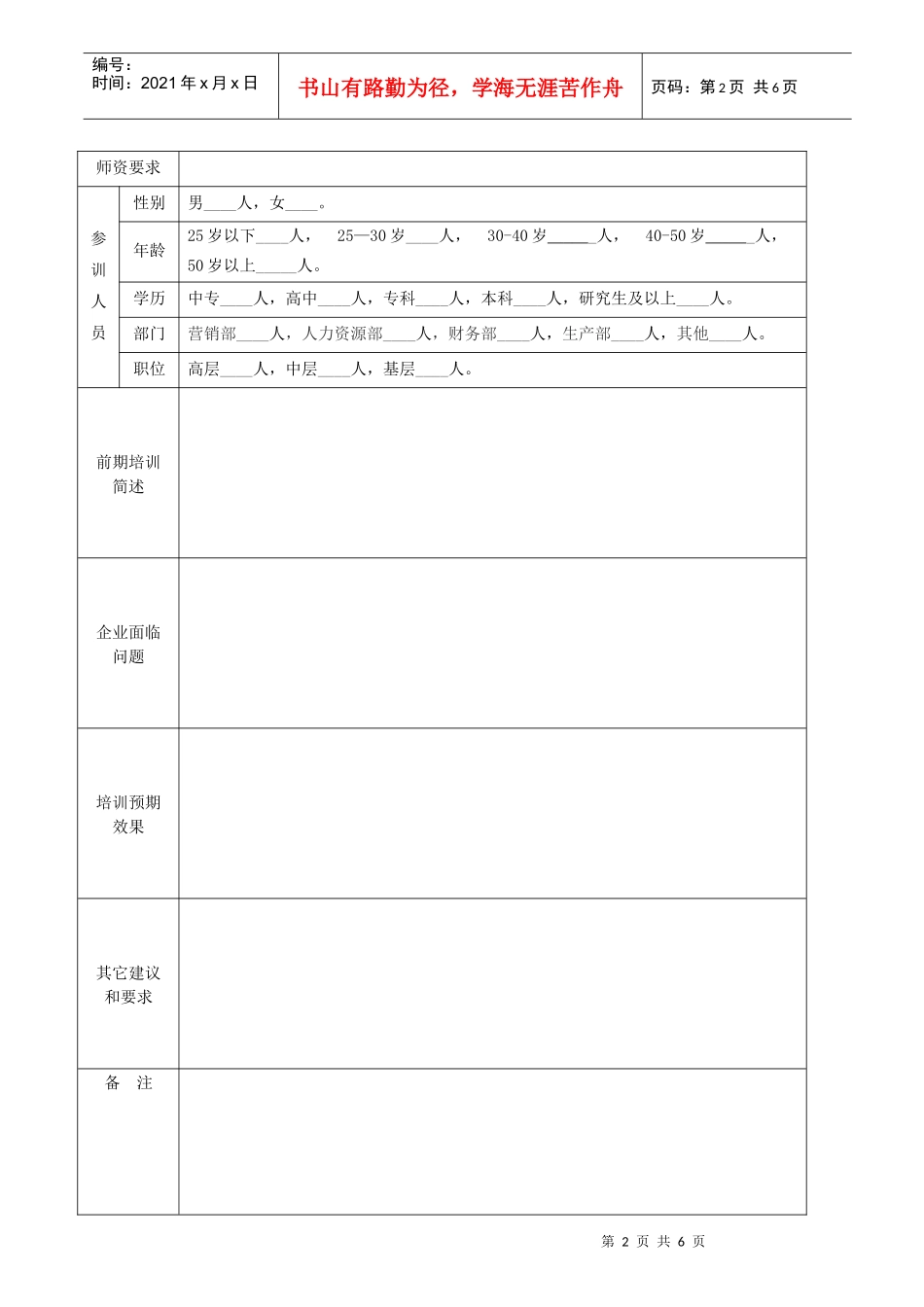 企业内训意向调查表汇编_第2页