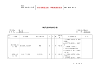 安全标准化锅炉作业风险分析表