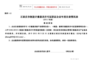 企业许可证获证年度自查情况表